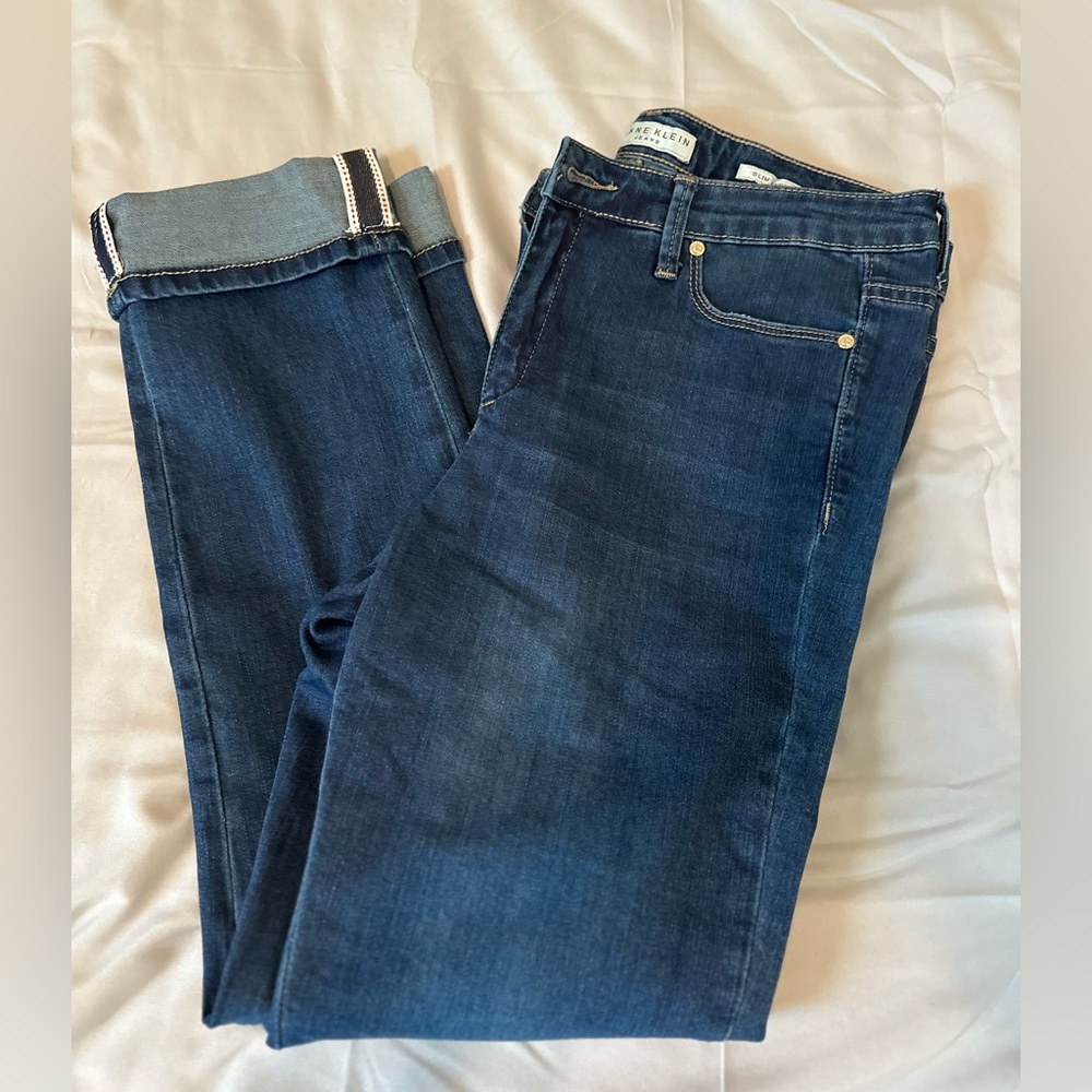 Ann‎ Klein Denim Women's Straight Jeans Navy Size 12. NWOT.